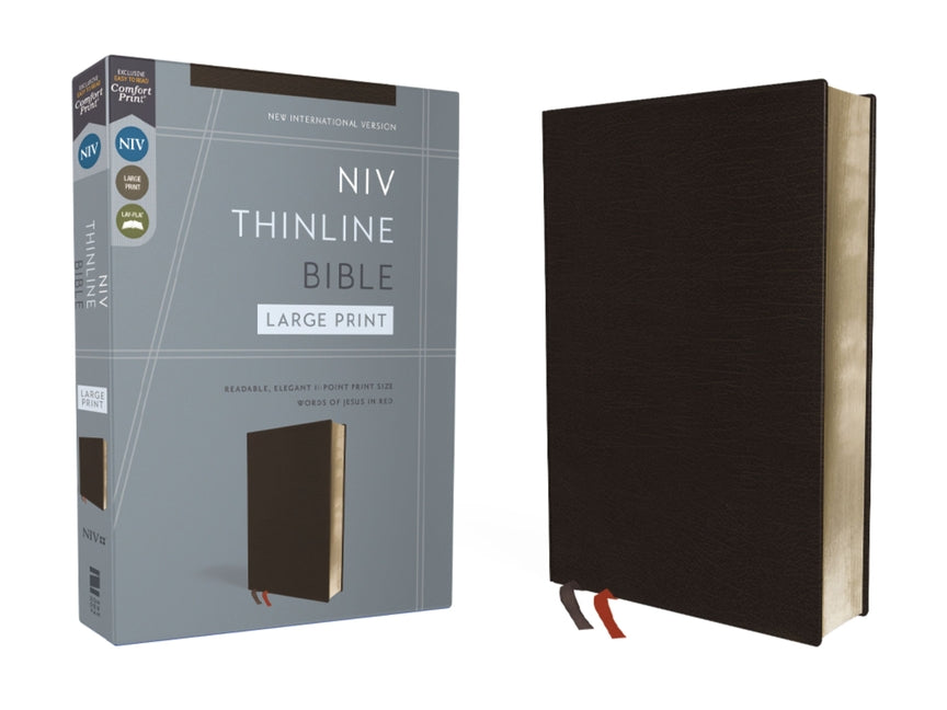 NIV, Thinline Bible, Large Print, Bonded Leather, Black, Red Letter Edition (Special) - Ingram