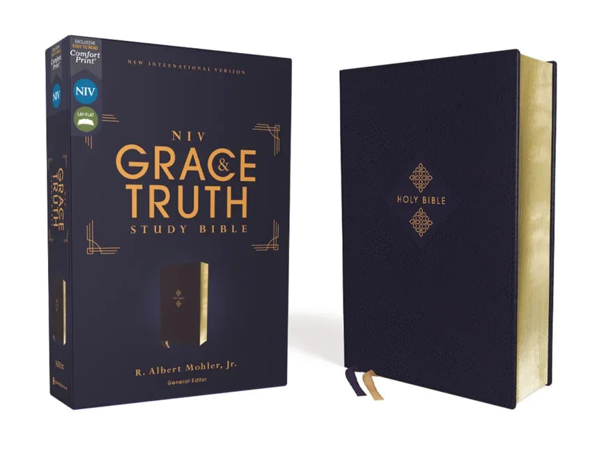 Niv, the Grace and Truth Study Bible (Trustworthy and Practical Insights), Leathersoft, Navy, Red Letter, Comfort Print - stevensbooks