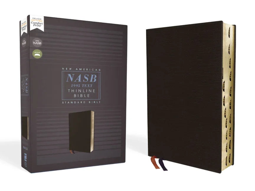 Nasb, Thinline Bible, Bonded Leather, Black, Red Letter Edition, 1995 Text, Thumb Indexed, Comfort Print - stevensbooks