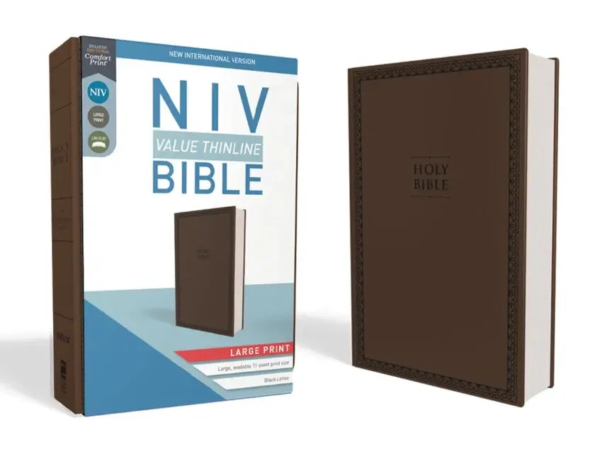 NIV, Value Thinline Bible, Large Print, Imitation Leather, Brown (Special) - stevensbooks