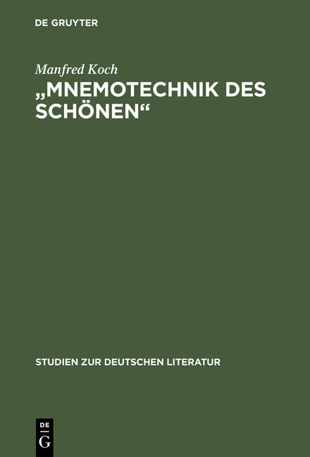 "Mnemotechnik des Schönen" (Reprint 2015) - Ingram