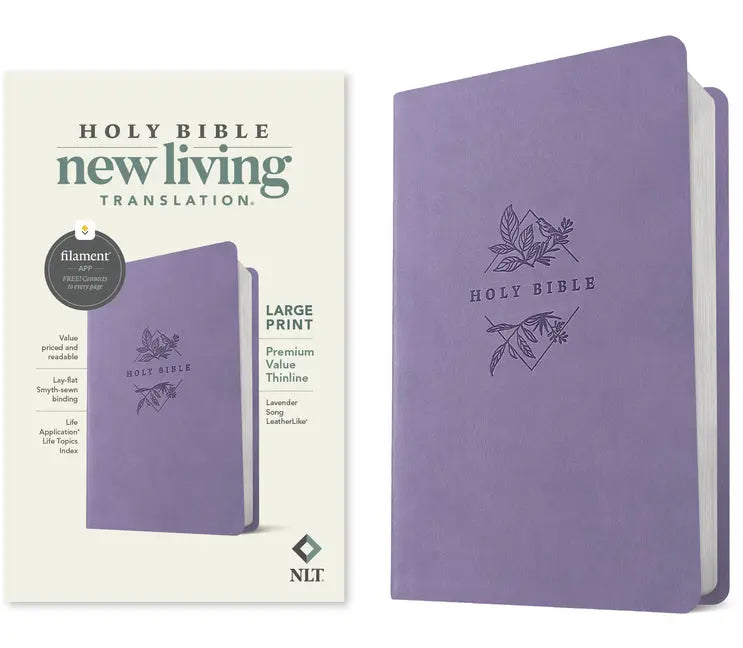 NLT Large Print Premium Value Thinline Bible, Filament Enabled (Leatherlike, Lavender Song) - Ingram