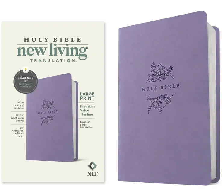 NLT Large Print Premium Value Thinline Bible, Filament Enabled (Leatherlike, Lavender Song) - stevensbooks