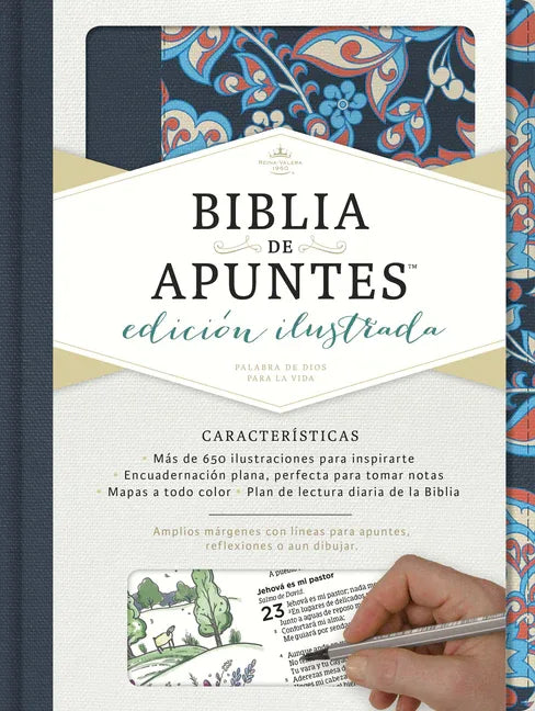 Rvr 1960 Biblia de Apuntes, Edición Ilustrada, Tela En Rosado Y Azul (Spanish Language) - stevensbooks