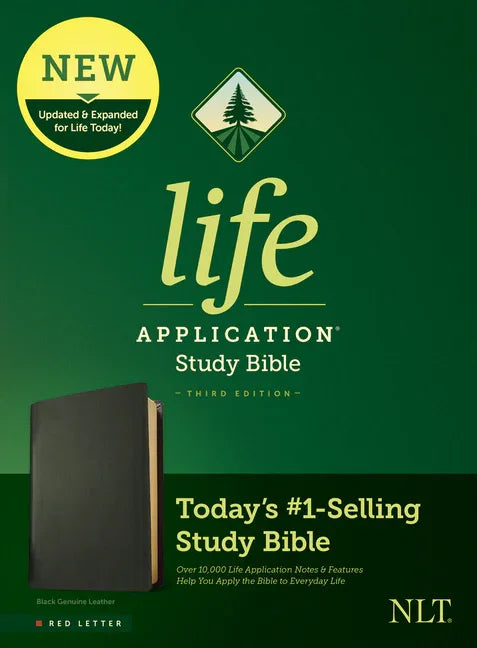 NLT Life Application Study Bible, Third Edition (Genuine Leather, Black, Red Letter) - stevensbooks