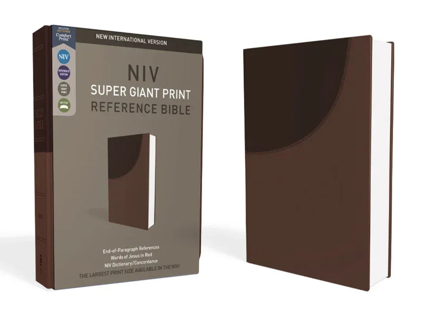NIV, Super Giant Print Reference Bible, Imitation Leather, Brown, Red Letter Edition (Special) - stevensbooks