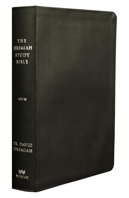 Jeremiah Study Bible, Niv: (Black W/ Burnished Edges) Leatherluxe(r) with Thumb Index: What It Says. What It Means. What It Means for You. - stevensbooks