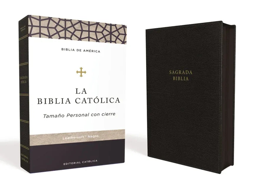 Biblia Católica, Tamaño Personal, Leathersoft, Negra, Con Cierre, Comfort Print - stevensbooks