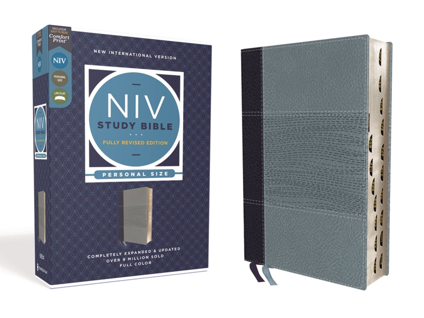 NIV Study Bible, Fully Revised Edition, Personal Size, Leathersoft, Navy/Blue, Red Letter, Thumb Indexed, Comfort Print - Ingram
