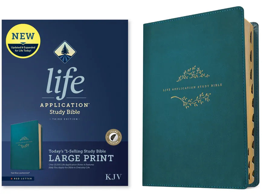 KJV Life Application Study Bible, Third Edition, Large Print (Leatherlike, Teal Blue, Indexed, Red Letter) - stevensbooks