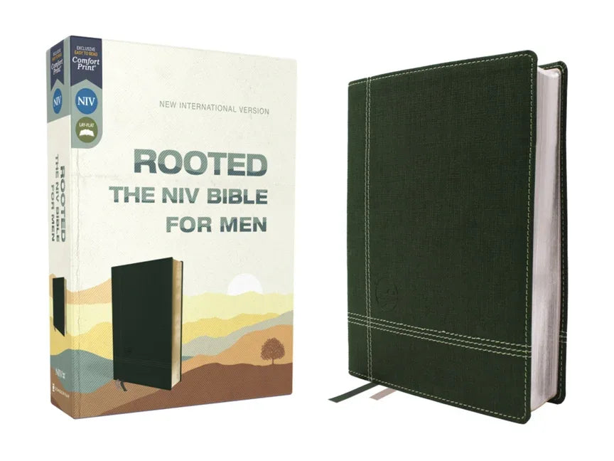 Rooted: The NIV Bible for Men, Leathersoft, Green, Comfort Print - stevensbooks
