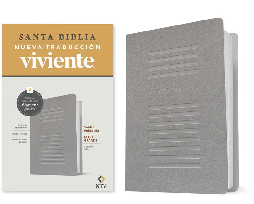 Biblia Valor Prémium Ntv, Letra Grande Con Filament (Sentipiel, Gris) - stevensbooks