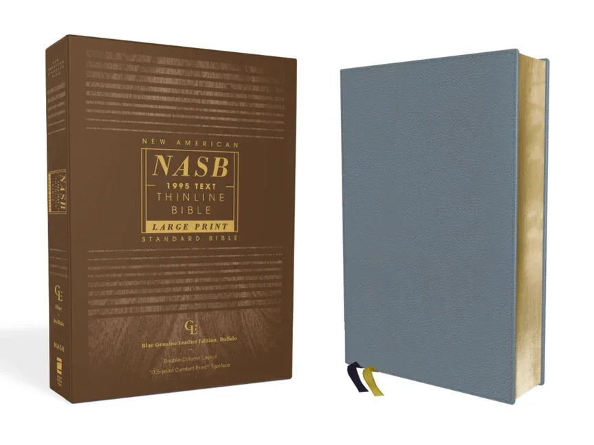 Nasb, Thinline Bible, Large Print, Genuine Leather, Buffalo, Blue, Red Letter Edition, 1995 Text, Comfort Print - stevensbooks