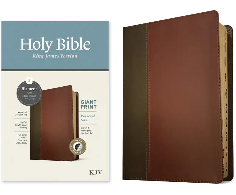 KJV Personal Size Giant Print Bible, Filament Enabled Edition (Leatherlike, Brown/Mahogany, Indexed) - stevensbooks
