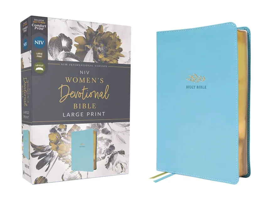Niv, Women's Devotional Bible (by Women, for Women), Large Print, Leathersoft, Teal, Comfort Print - stevensbooks