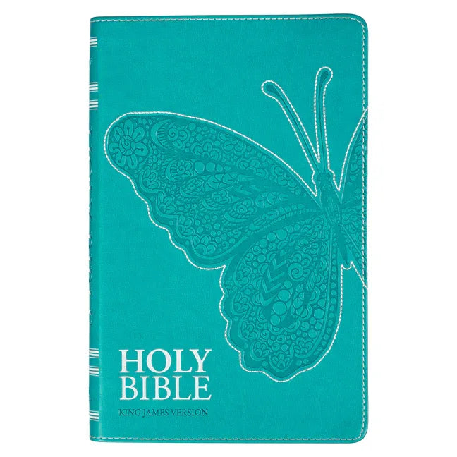 KJV Holy Bible, Gift Edition for Girls/Teens King James Version, Faux Leather Flexible Cover, Teal Butterfly - stevensbooks