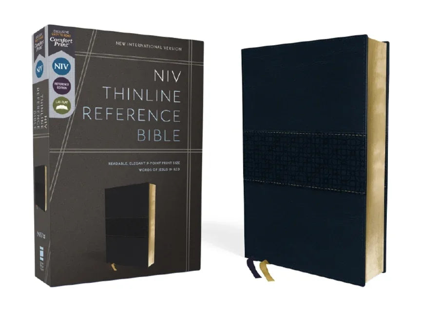 Niv, Thinline Reference Bible (Deep Study at a Portable Size), Leathersoft, Navy, Red Letter, Comfort Print - stevensbooks