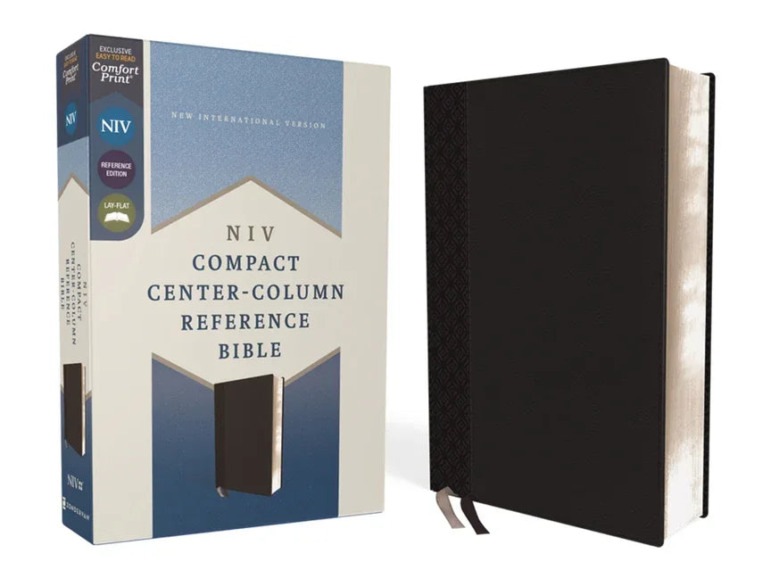 Niv, Compact Center-Column Reference Bible, Leathersoft, Black, Red Letter, Comfort Print - stevensbooks