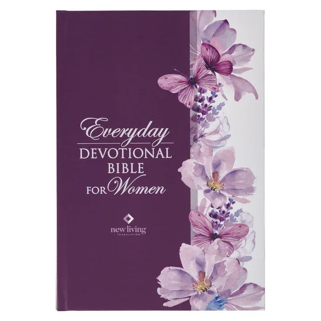 NLT Holy Bible Everyday Devotional Bible for Women New Living Translation, Purple Floral Printed - stevensbooks