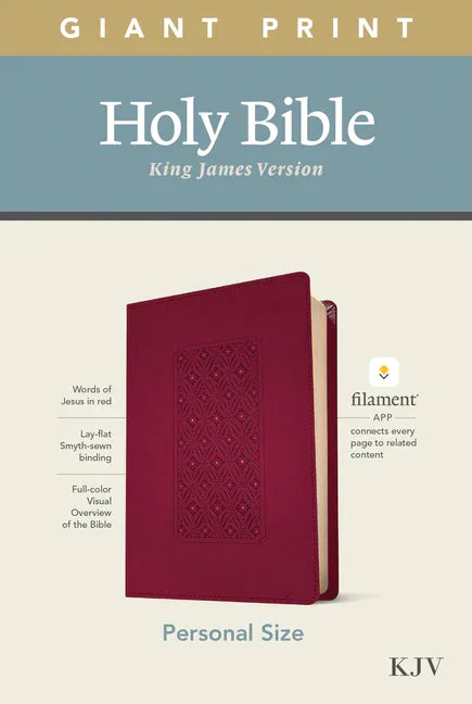 KJV Personal Size Giant Print Bible, Filament Enabled Edition (Leatherlike, Diamond Frame Cranberry) - stevensbooks
