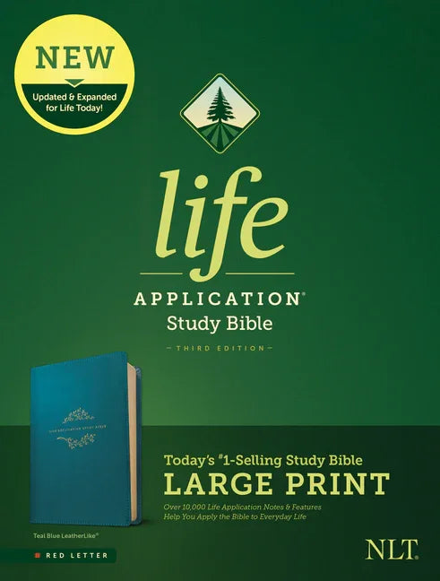 NLT Life Application Study Bible, Third Edition, Large Print (Leatherlike, Teal Blue) - stevensbooks