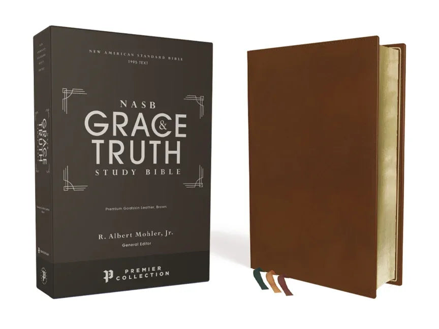 Nasb, the Grace and Truth Study Bible, Premium Goatskin Leather, Brown, Premier Collection, Black Letter, 1995 Text, Art Gilded Edges, Comfort Print - stevensbooks