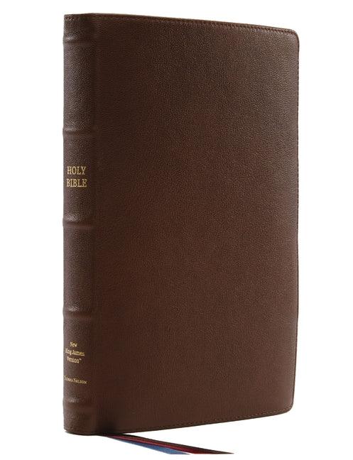 Nkjv, Thinline Reference Bible, Large Print, Premium Goatskin Leather, Brown, Premier Collection, Comfort Print - stevensbooks