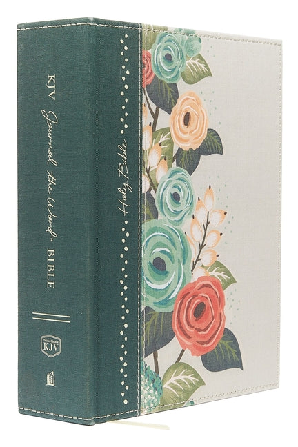 KJV, Journal the Word Bible, Large Print, Green Floral Cloth, Red Letter Edition: Reflect, Journal, or Create Art Next to Your Favorite Verses - Ingram