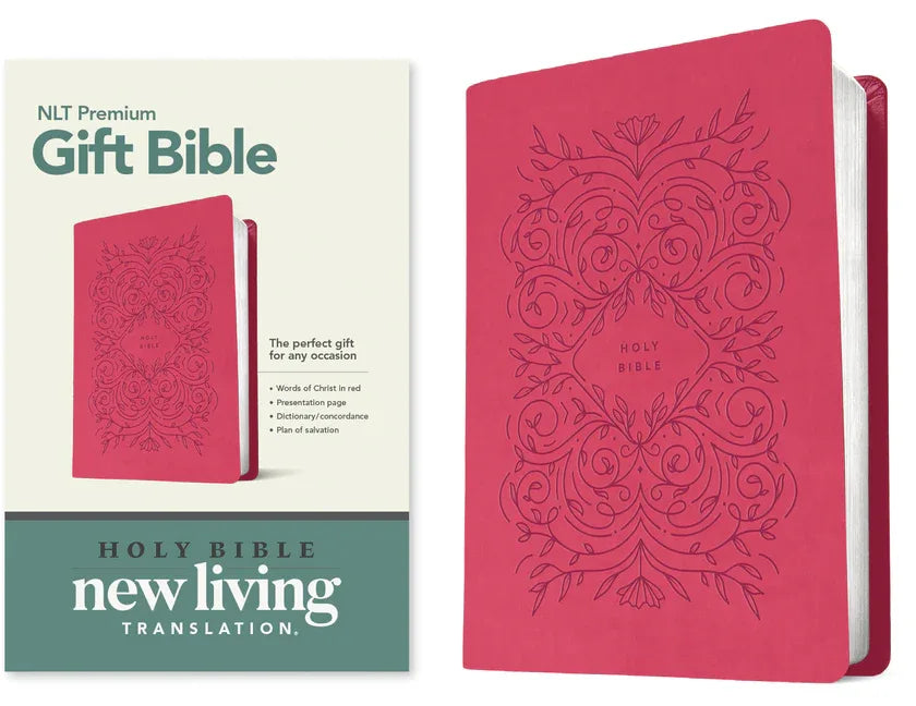 Premium Gift Bible NLT (Leatherlike, Very Berry Pink Vines, Red Letter) - stevensbooks