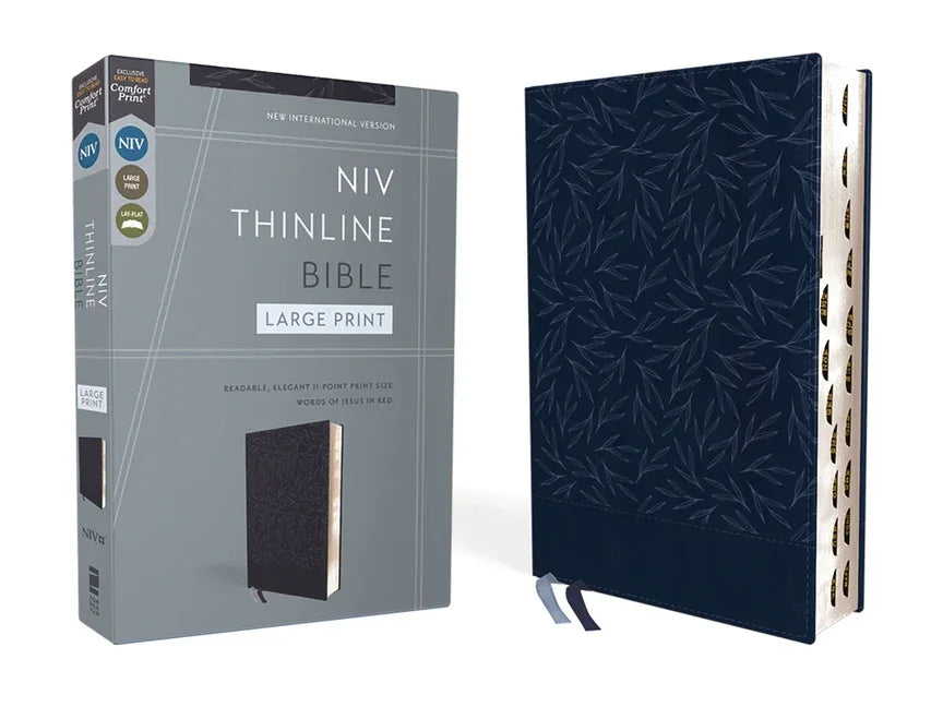 Niv, Thinline Bible, Large Print, Leathersoft, Navy, Red Letter, Thumb Indexed, Comfort Print - stevensbooks