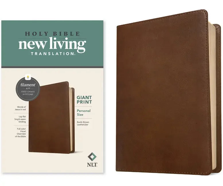 NLT Personal Size Giant Print Bible, Filament Enabled Edition (Red Letter, Leatherlike, Rustic Brown) - stevensbooks