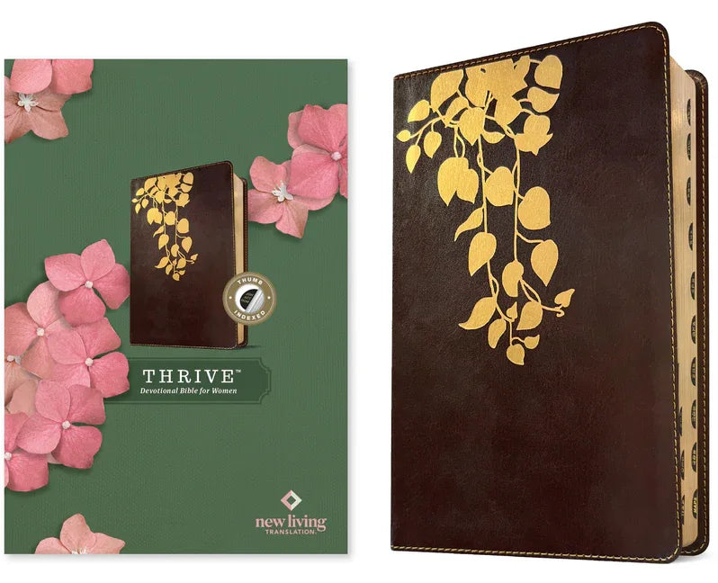 NLT Thrive Devotional Bible for Women (Leatherlike, Cascade Deep Brown, Indexed) - stevensbooks