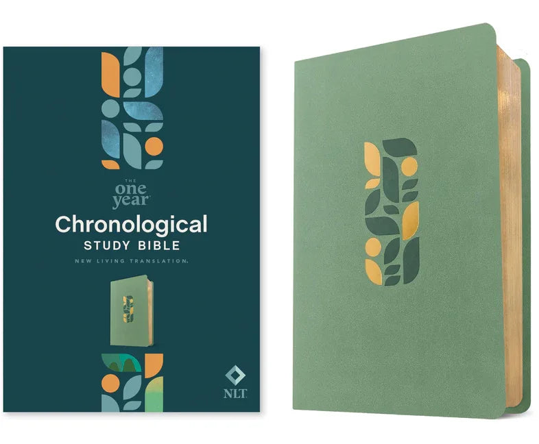 NLT One Year Chronological Study Bible (Leatherlike, Sage Green Mosaic) - stevensbooks