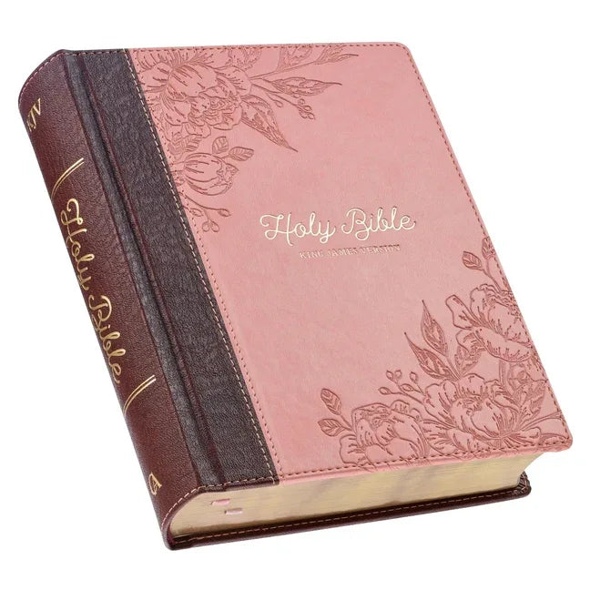 KJV Holy Bible, Note-Taking Bible, Faux Leather Hardcover - King James Version, Brown/Pink - stevensbooks