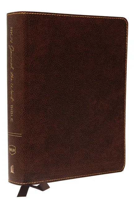 NKJV, Journal the Word Bible, Bonded Leather, Brown, Red Letter Edition, Comfort Print: Reflect, Journal, or Create Art Next to Your Favorite Verses - stevensbooks