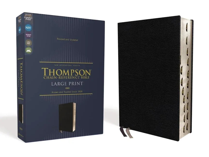 Niv, Thompson Chain-Reference Bible, Large Print, Bonded Leather, Black, Thumb Indexed, Red Letter, Comfort Print - stevensbooks