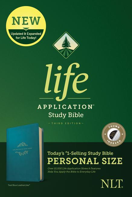 NLT Life Application Study Bible, Third Edition, Personal Size (Leatherlike, Teal Blue, Indexed) - stevensbooks