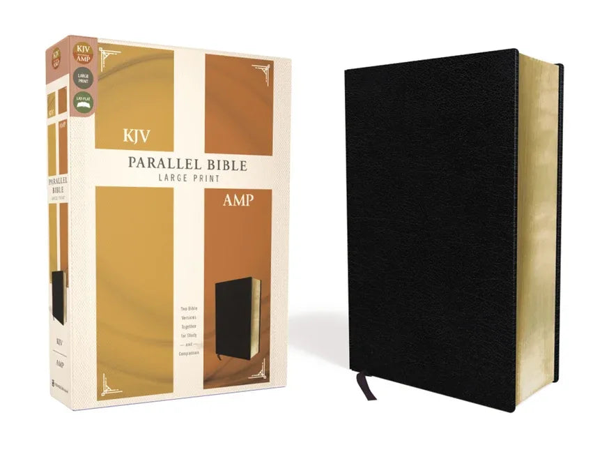 KJV, Amplified, Parallel Bible, Large Print, Bonded Leather, Black, Red Letter Edition: Two Bible Versions Together for Study and Comparison - stevensbooks