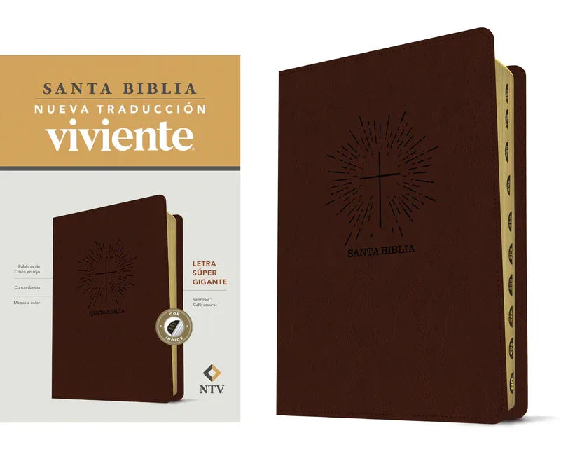 Santa Biblia Ntv, Letra Súper Gigante (Sentipiel, Café Oscuro, Índice, Letra Roja) - stevensbooks