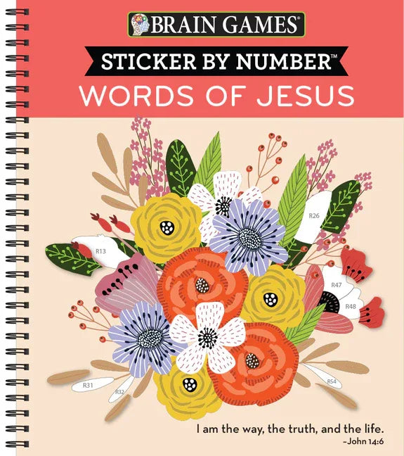 Brain Games - Sticker by Number: Words of Jesus (28 Images to Sticker) - stevensbooks
