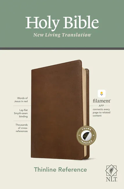 NLT Thinline Reference Bible, Filament Enabled Edition (Red Letter, Leatherlike, Rustic Brown, Indexed) - stevensbooks