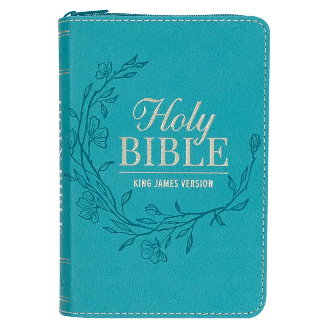 KJV Bible Pocket Faux Leather Teal W/Zipper - stevensbooks
