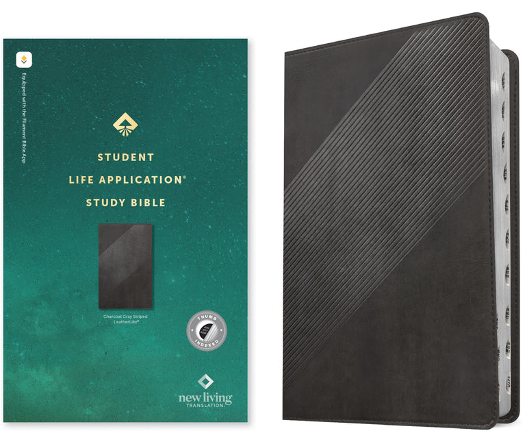 NLT Student Life Application Study Bible, Filament Enabled (Leatherlike, Charcoal Gray Striped, Indexed, Red Letter) - Ingram