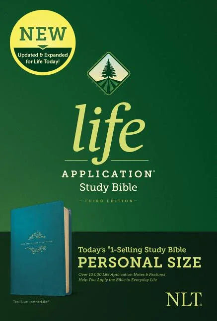 NLT Life Application Study Bible, Third Edition, Personal Size (Leatherlike, Teal Blue) - stevensbooks