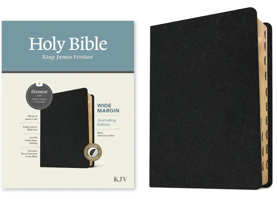 KJV Wide Margin Bible, Filament Enabled (Genuine Leather, Black, Indexed, Red Letter) - stevensbooks