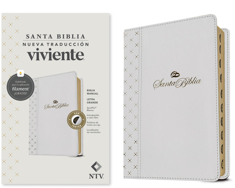 Biblia Manual Ntv, Letra Grande Con Filament (Sentipiel, Blanco, Índice, Letra Roja) - Ingram