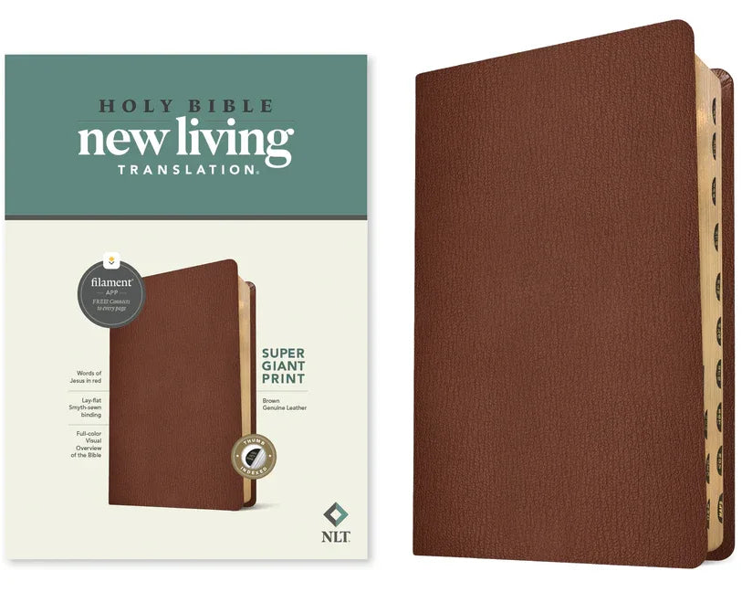 NLT Super Giant Print Bible, Filament Enabled (Genuine Leather, Brown, Indexed) - stevensbooks
