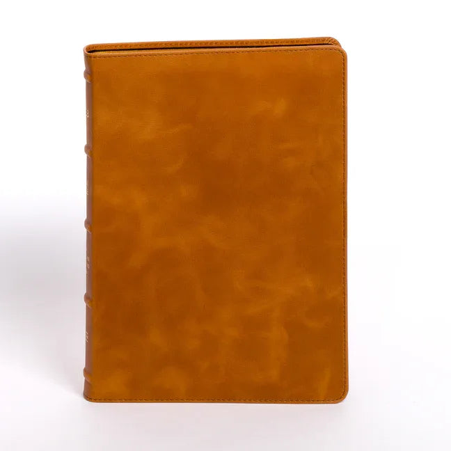 NASB Large Print Thinline Bible, Holman Handcrafted Collection, Marbled Chestnut Premium Calfskin - stevensbooks