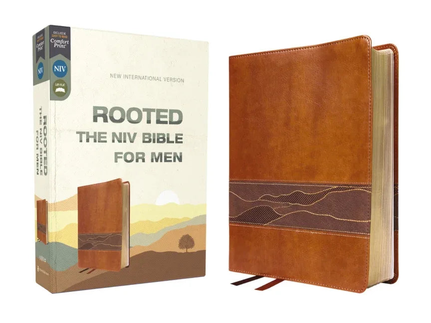 Rooted: The NIV Bible for Men, Leathersoft, Brown, Comfort Print - stevensbooks