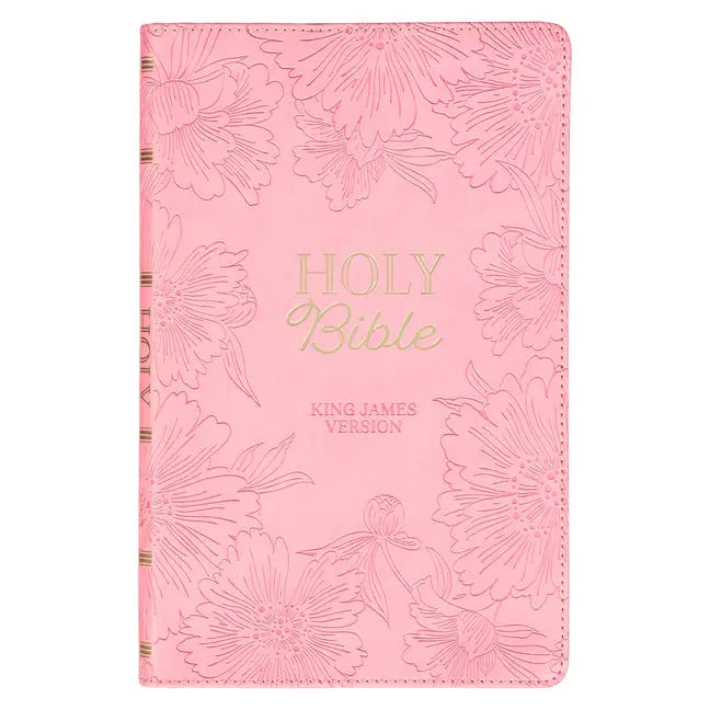 KJV Holy Bible, Gift Edition King James Version, Faux Leather Flexible Cover, Light Pink Floral - Ingram
